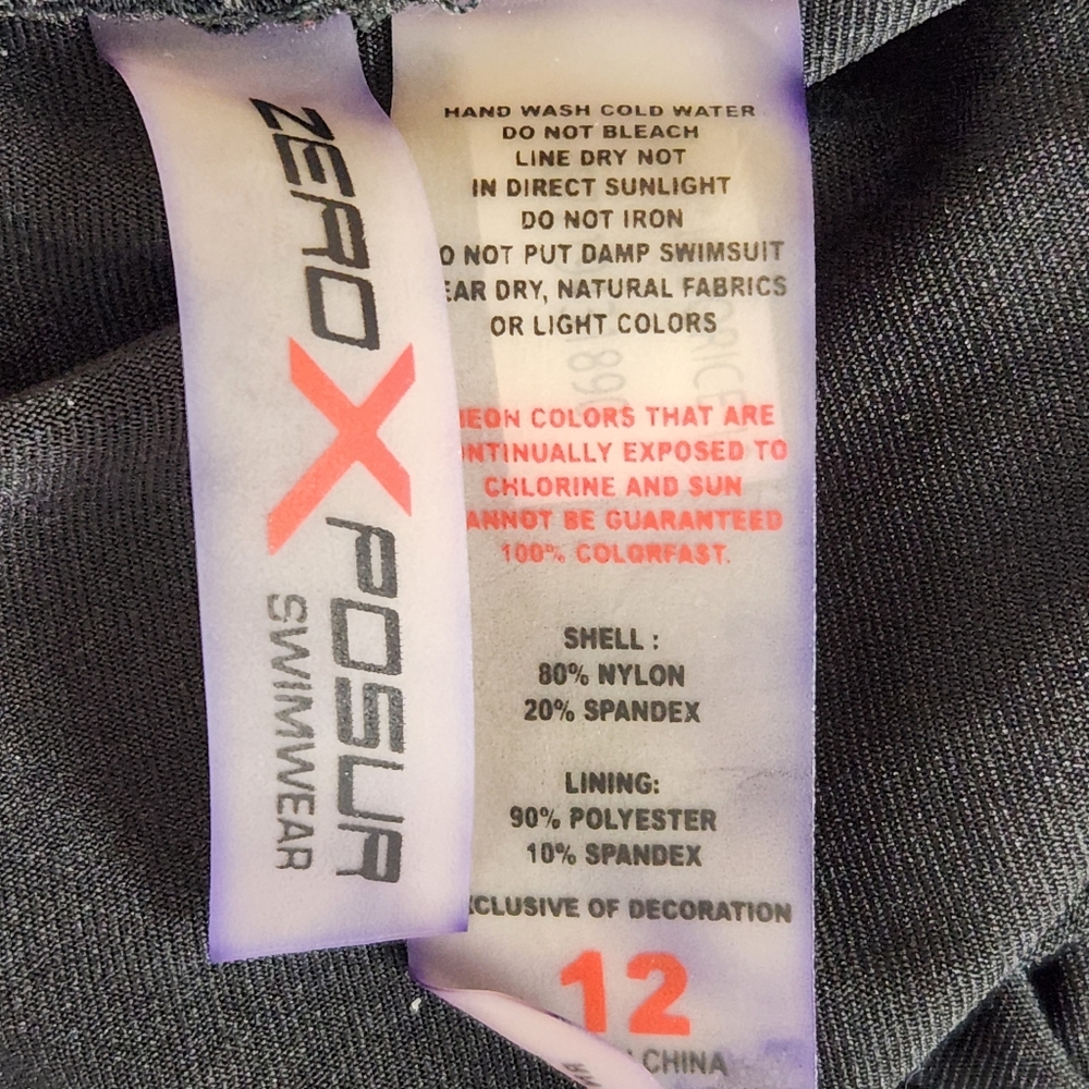 Swim Shorts XeroXposur Black with Panty Liner Size 12  UPF 30 NWT - Picture 9 of 9
